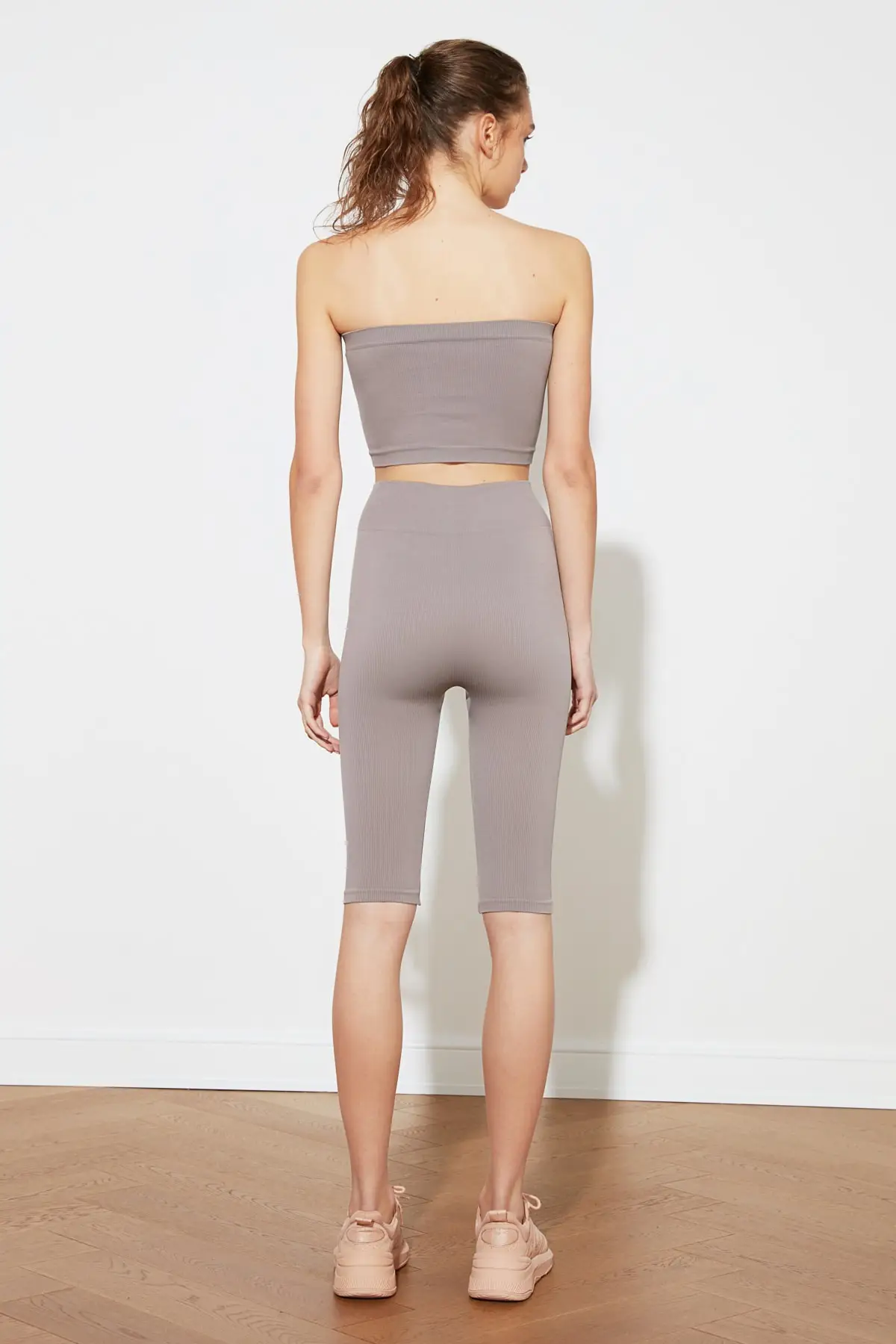 Turkish Textile Mink Seamless Ribbed Biker Sports Leggings Turkey Production