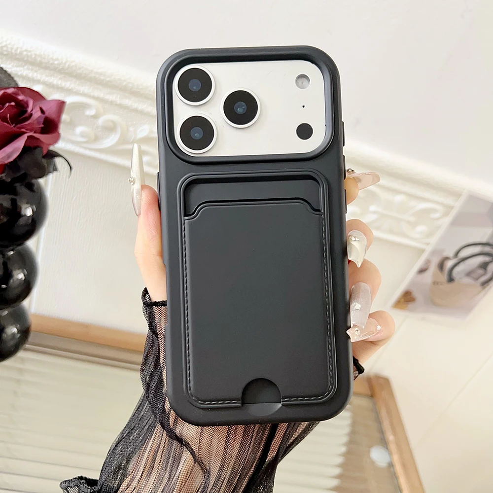 Stoßfeste Silikon-Handyhülle für iPhone 15 14 13 12 11 17 18 Pro Max Plus Schutz ID ATM-Kartentasche Abdeckung für iPhone 17pro – Detail 14