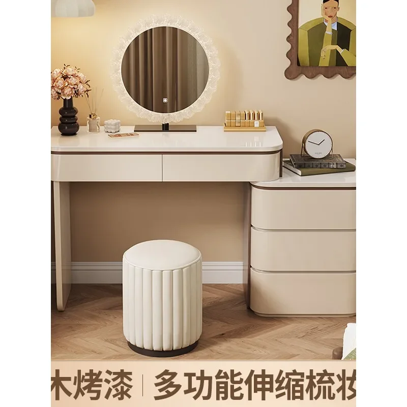 Solid wood bedroom dresser mirror modern simple cream style makeup table bedside dresser chest cabinet integrated household