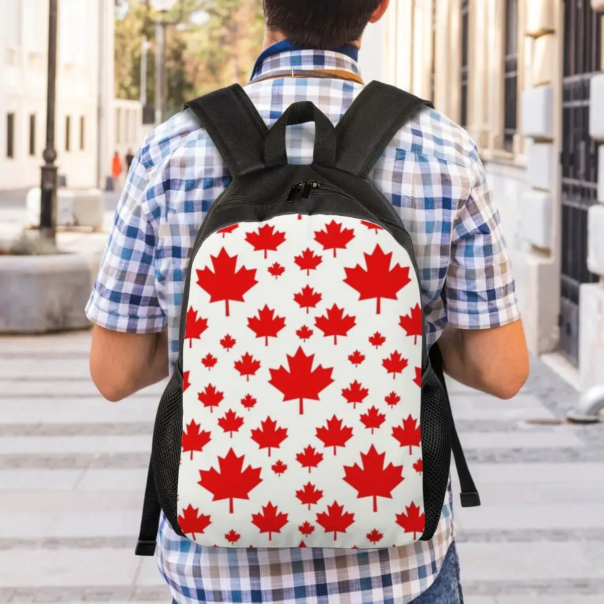 Mochila con emblema de la bandera de la hoja de arce de Canadá para hombres y mujeres, mochila para estudiantes universitarios, se adapta a bolsas para portátiles de 15 pulgadas