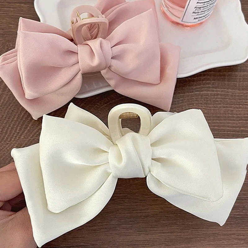 Fashion Double Sided Big Bow Hair Claws for Women Elegant Shark Hair Clip Girl Claw Clip Advanced Headwear Hair Accessories