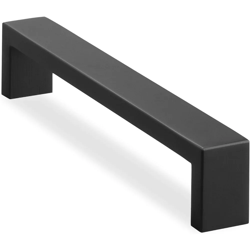 

Solid Stainless Steel Cabinet Hardware Square Pull Matte Black (6-1/4" Hole Centers) - 10 Pack