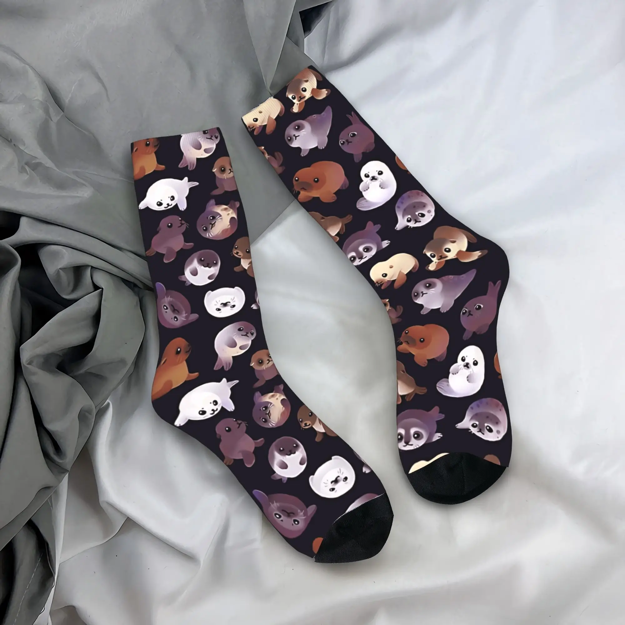 

Seal pup - dark Socks Anti Slip Stockings Unisex Men Warm Soft Cycling Socks Spring Vintage Design Socks