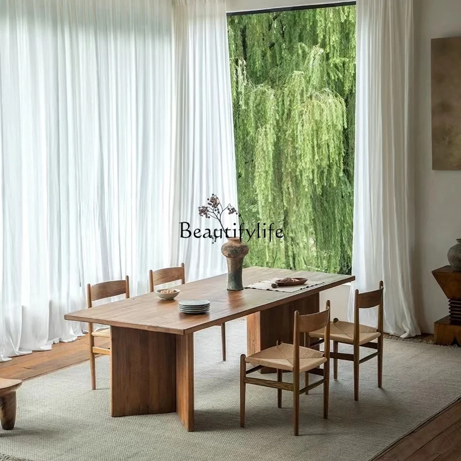 

Wabi Sansan all solid wood dining table rectangular dining table retro style