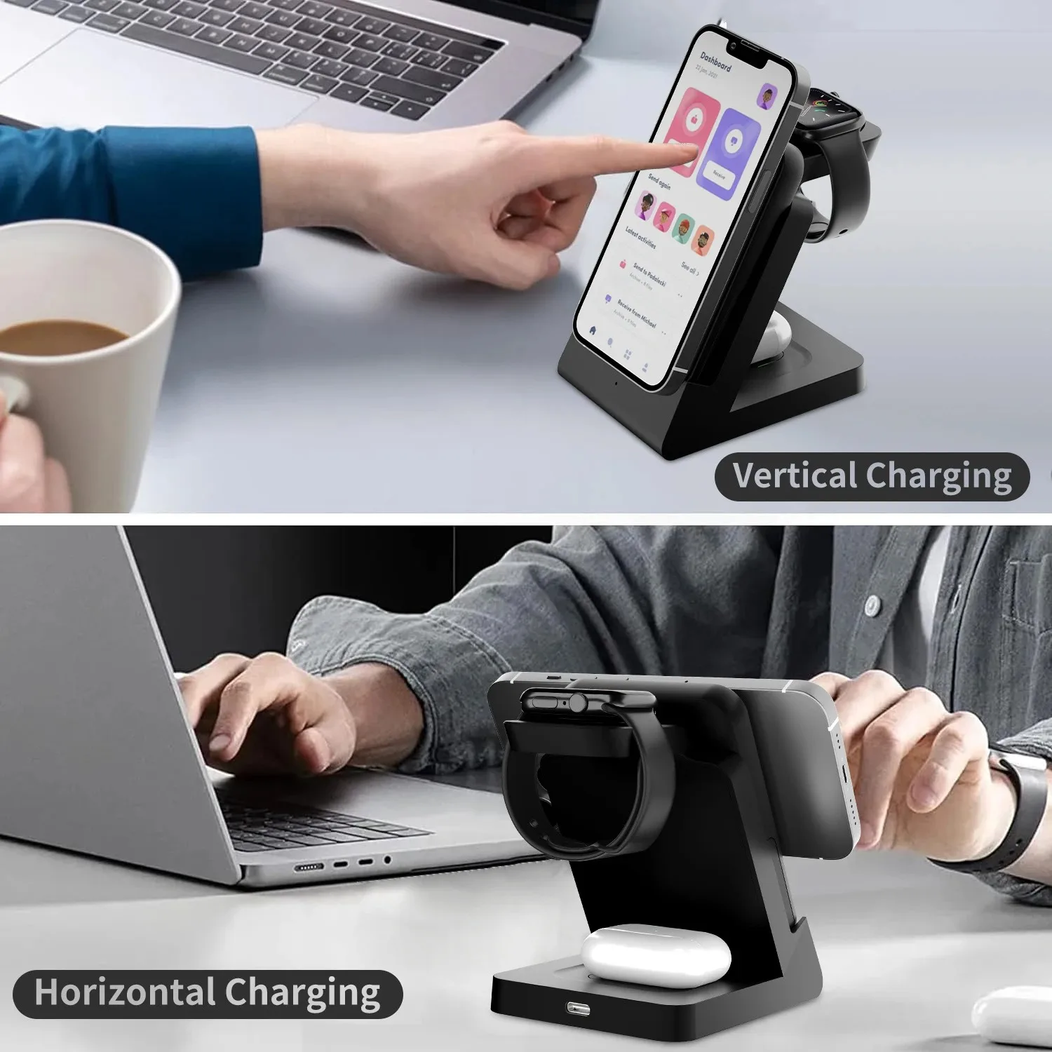 Detachable 3-in-1 Portable Magnetic Wireless Power Bank With Stand Multi-functional Mobile Power Bank Suitable For Iphone Iwatch