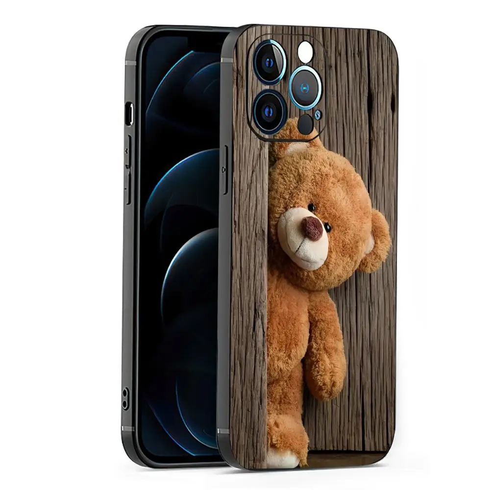 Cute Bear Design Mobile Case for iPhone 17 16 15 14 13 12 11 Pro/ Max/Plus All-inclusive Frosted Soft Case