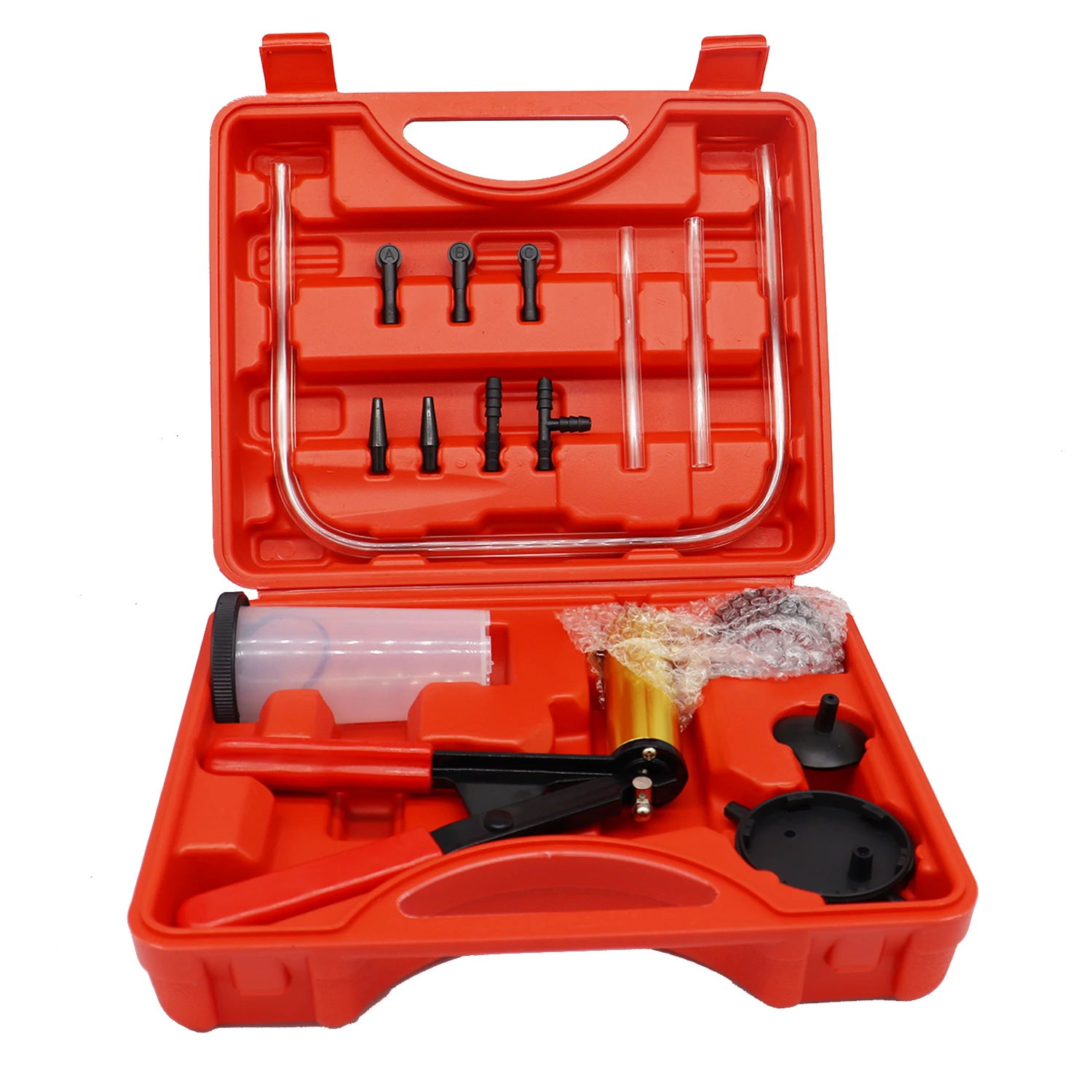 NEW Manual Vacuum Pressure Pump Brake Fluid Drain Kit Vacuum Pistol Pump Tester Kit Portable Durable Aluminum Vacuum Gauge