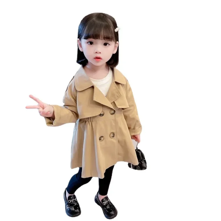 New England Style primavera autunno Cotton Girl Toddler Trench Kids Windbreaker Fashion Little Girl Double breast Jacket Outfits