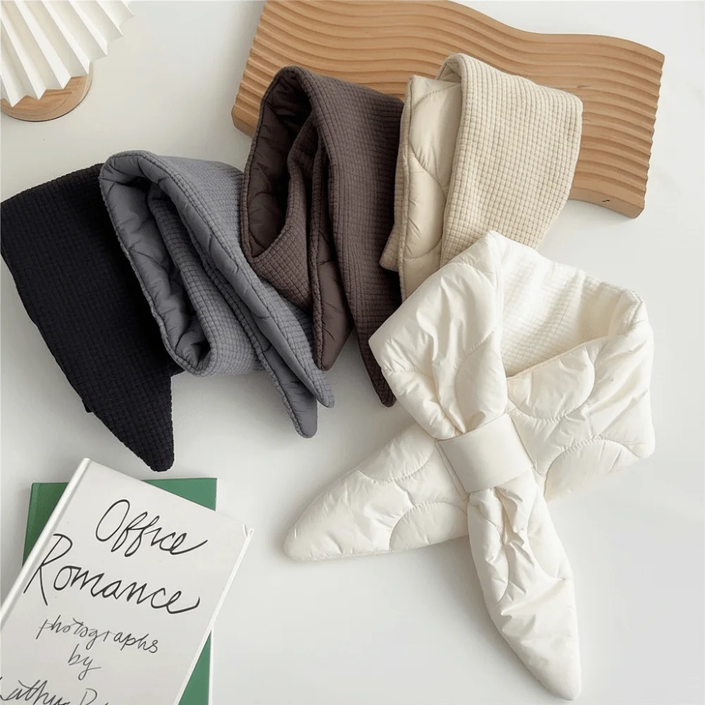 

Korean Style versatile Women's Scarf Warm Windproof Velvet Scarf Soft Solid Color Cross Down Scarf Winter Season for Women
