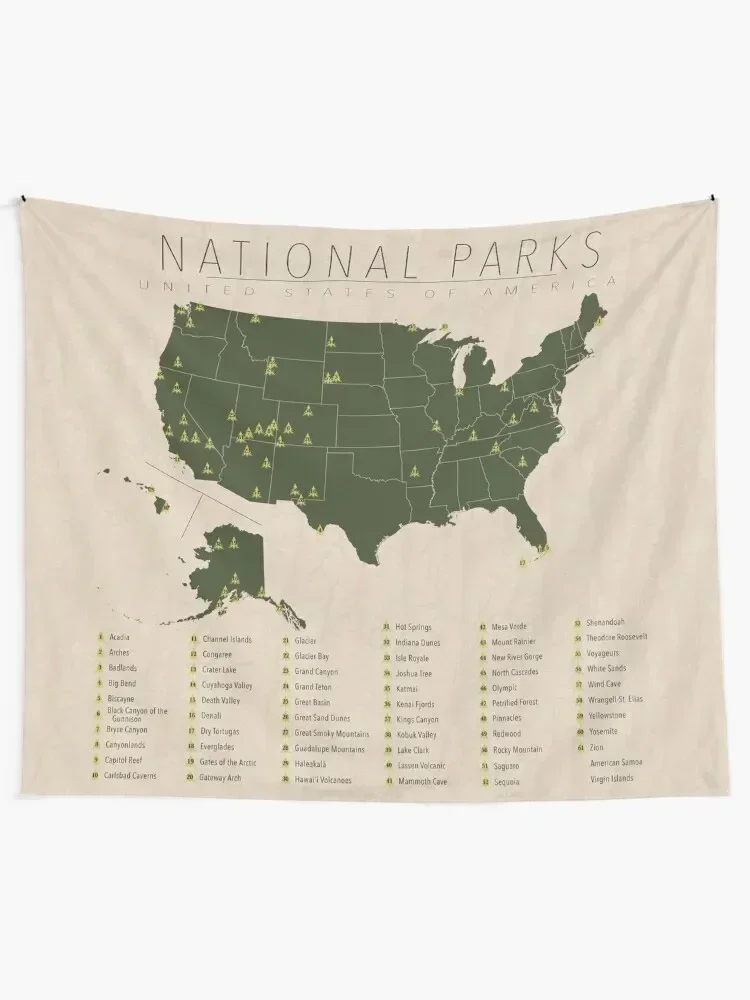 US National Parks w/ State Borders Tapestry Decoration Pictures Room Wall Art Mural Room Decoration Accessories Tapestry