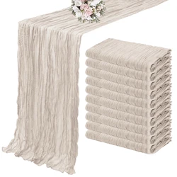 10PCS Set Semi-Sheer Gauze Wedding Table Runner Dark Beige Cheesecloth Table Dining Party Christmas Banquets Arches Cake Decor