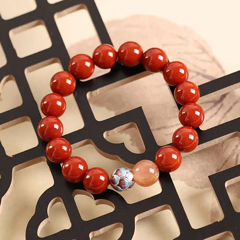 Natural South Red Agate Beaded Bracelet Unisex 2026 Zodiac Birth Year Chinese Style Good Luck Blessing Jewelry Authentic Liangsh