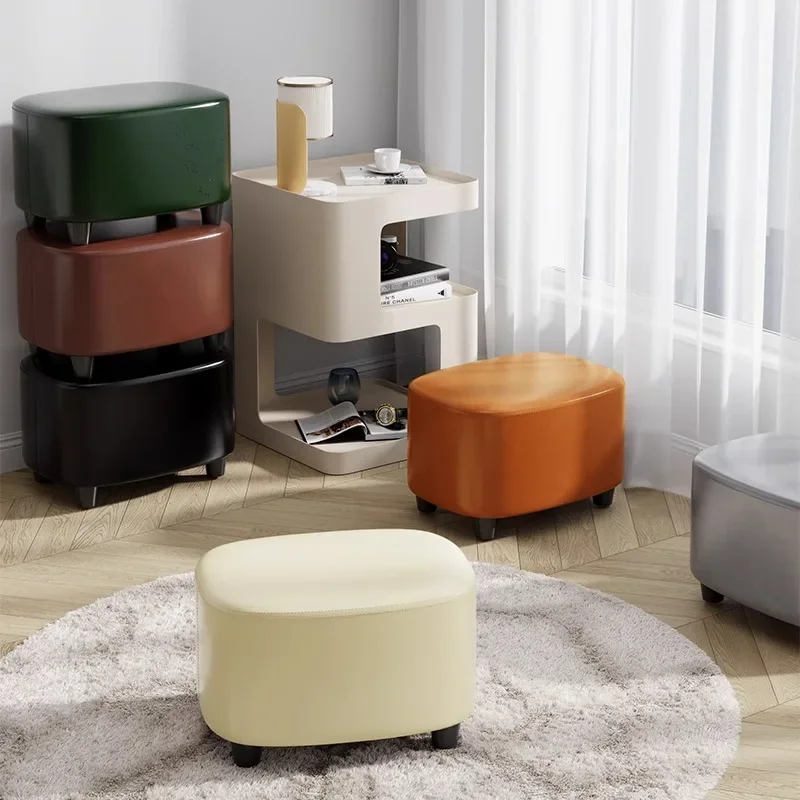Multi-functional Household low stool coffee table stool living room sofa stool bench door shoe stool pedal leather stool