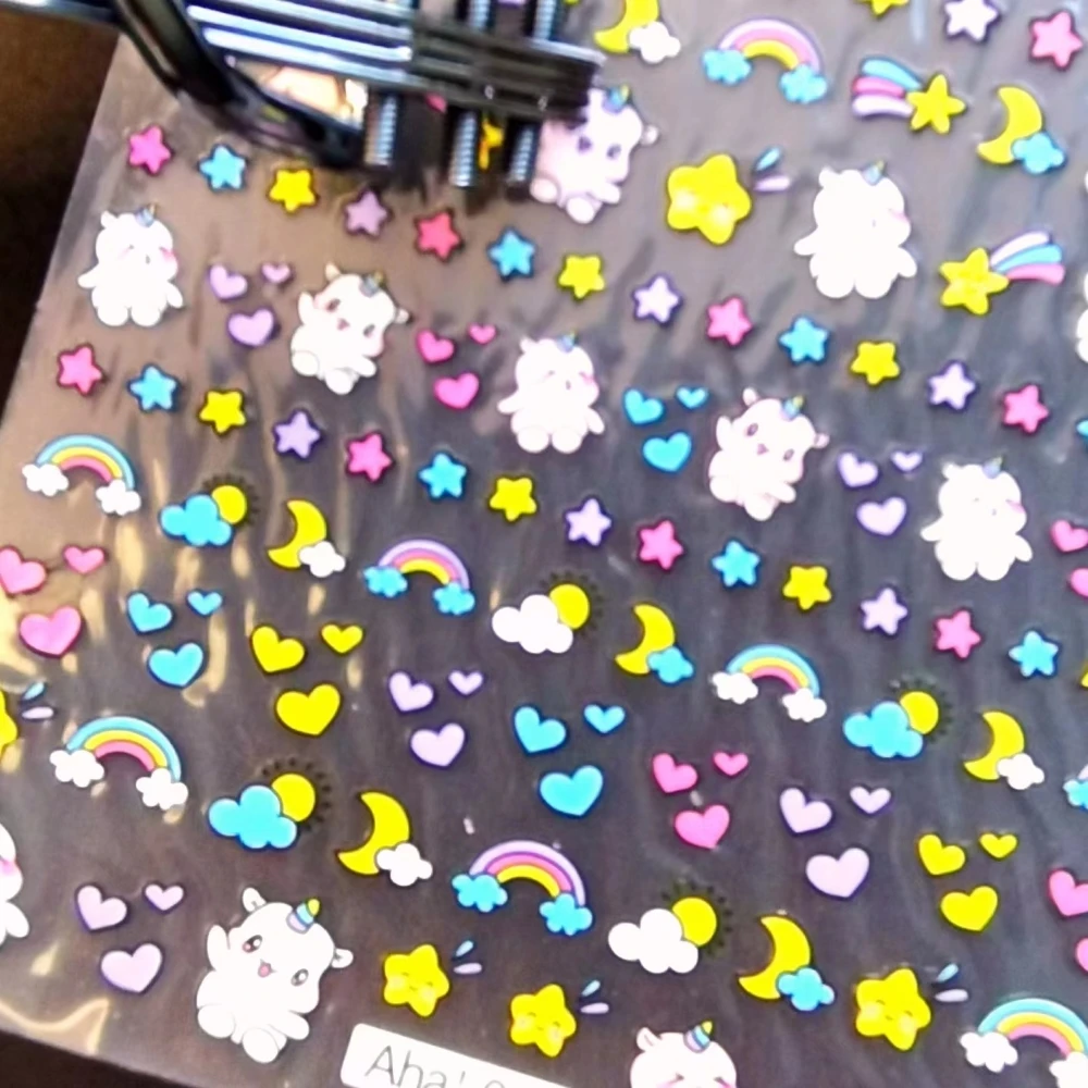 

1 sheet White Clouds Unicorn New Style Rainbow Nail Art Stickers Nail Decals for Manicure fashion Design DIY Happy Accessories