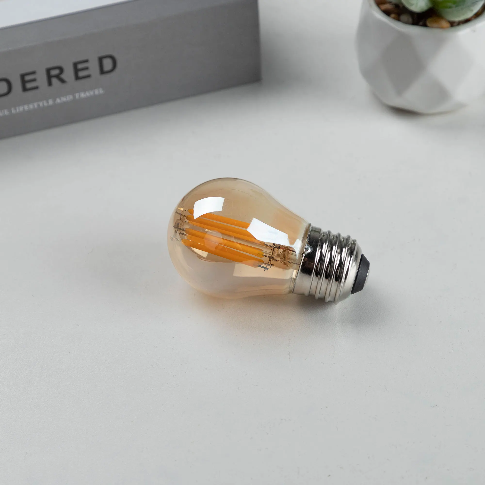 Vintage G45 Edison Led Light Bulb E27 4W 6W Filament Ball Lamp Warm White 2700K Amber Glass Dimmable Mini Globe Bulb For Pendant