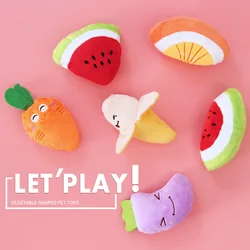 Plush Fruit Shape Dog Squeak Toy for Small Medium Dogs Cleaning Teeth Pet Cat Chew Toys Puppy Poodle Schnauzer mascotas Supplies