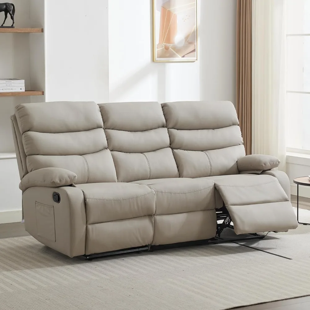 

Loveseat Recliner Sofa Set, Small Leather Couch 3-Seater Manual Seater Reclining, Triple Recliner Chair for Living Room, RV, Hom