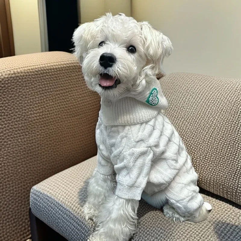 Fashion Winter Pet Sweater Four Legged Knitted Warm Jumpsuit Dog Clothes Pants Warm Sweater with Hat Set Dog Cat Teddy Coat