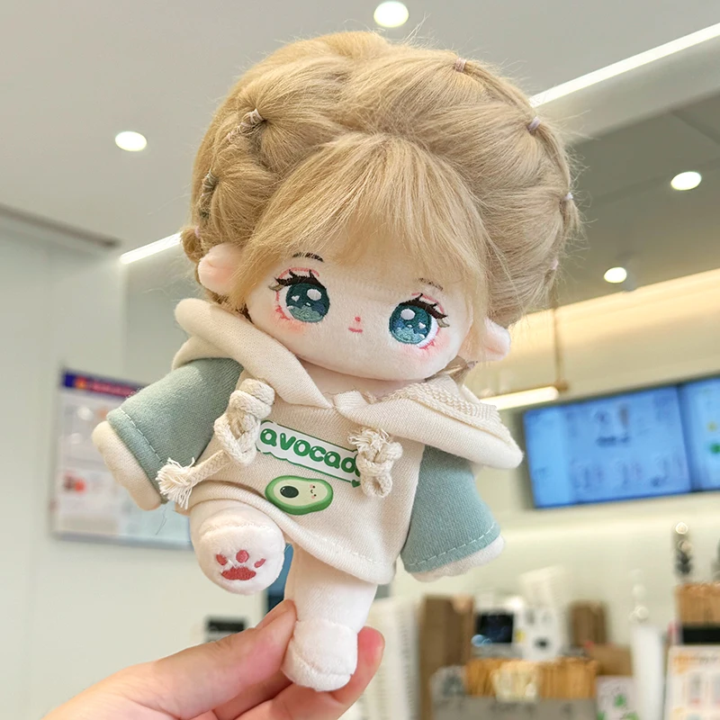 Cute Idol Plush Cotton Star Dolls, Stuffed Baby Toy, Plushie Bell Orchid with Avocado Clothes, Kids Girls Collection Gifts, 20cm