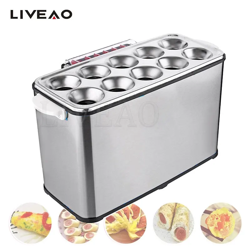 Commercial Egg Sausage Roll Cooker Electric Eggs Hot Dog Boiler Steamer Omelette Master Cup Breakfast Machine 10 Holes