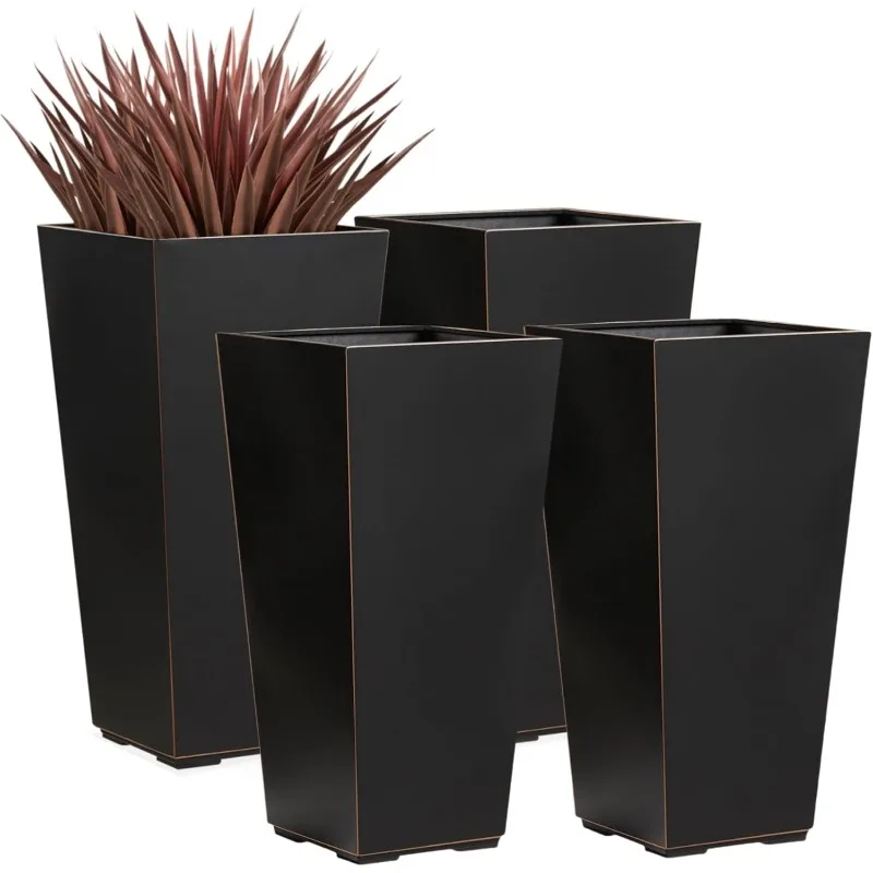 26 Inch Planter Tall Conical Planter for Front Porch, Patio, Deck, Garden Indoor/Outdoor Tree Planter, Set of 4