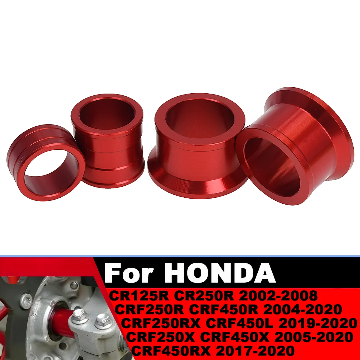 

Motorcycle Front Rear Wheel Hub Spacer Fork Bushing For Honda CR CRF 150R 250R 450X 450R 450RX 2004-2020 Motocross Dirt bike