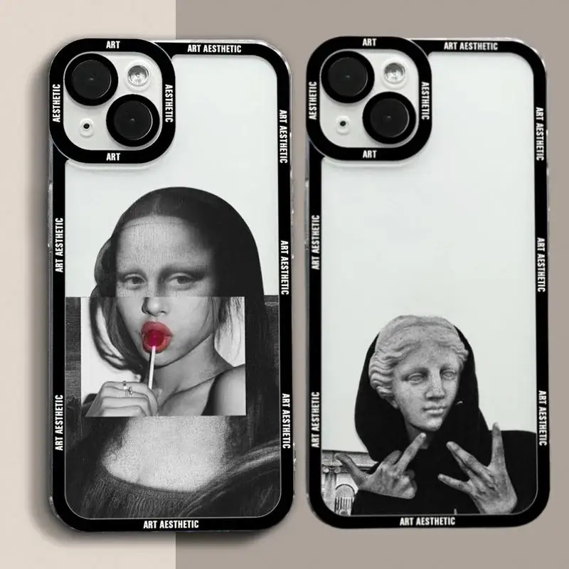 Aesthetic David Mona Lisa Case for Samusng Galaxy A55 5G A54 A35 A23 A24 S24 Ultra S22 S23 Plus S20 S21 FE A33 A52 A53 Cover