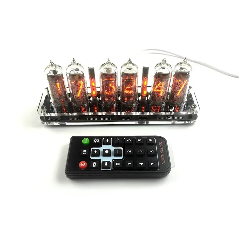 Nvarcher 6-bit IN-14 Nixie Tube Clock  wiht LED Colored lights Remote Control without IN14 tube