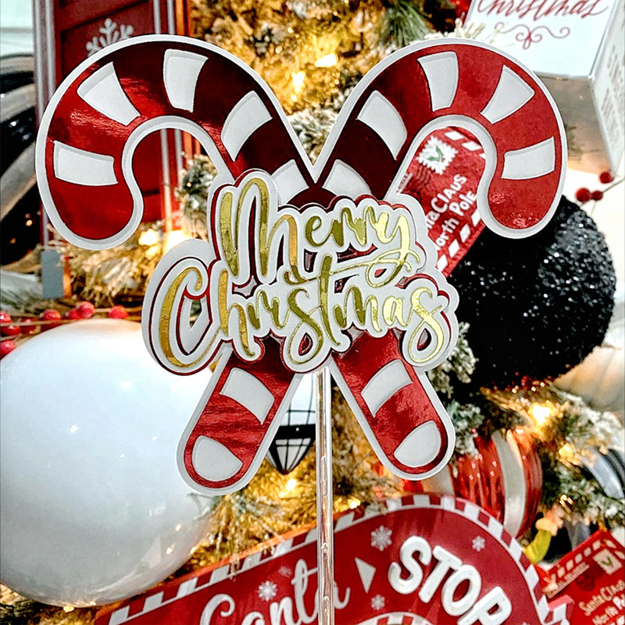 Weihnachtskuchen-Topper, neuer INS-Stil, Acryl, frohe Weihnachten, 2026, Neujahr, Kuchendekorationen für Kinder, 1. Weihnachten, Noel Navidad – Detail 4