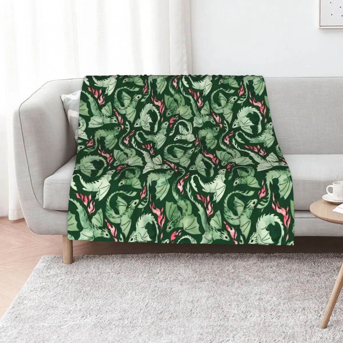 

Dragon fire dark green Throw Blanket Heavy Luxury Throw funny gift Nap Blankets