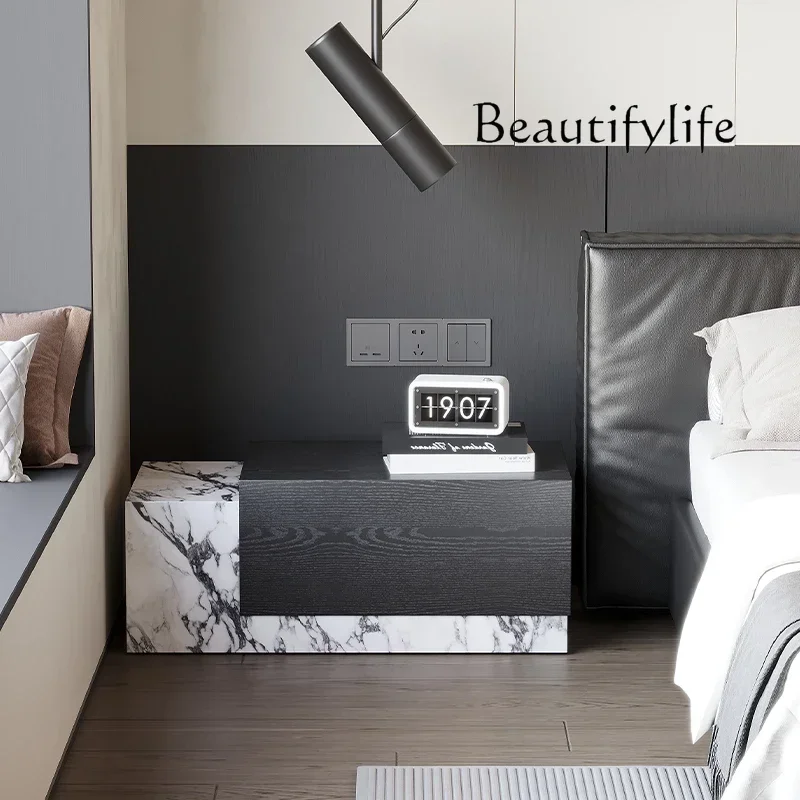 BA Italian Minimalist Bedside Table Bedroom Light Luxury Extended Version High-end Fashion Designer Light Luxury X