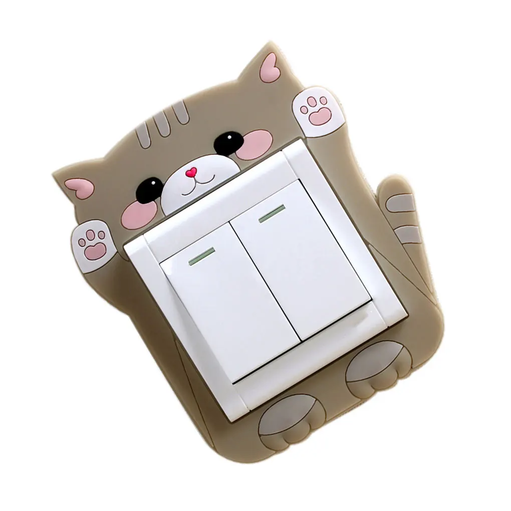 Washable Paste Free Light Switch Socket Paste Cartoon Protective Cover Living Room Decorative Stickers