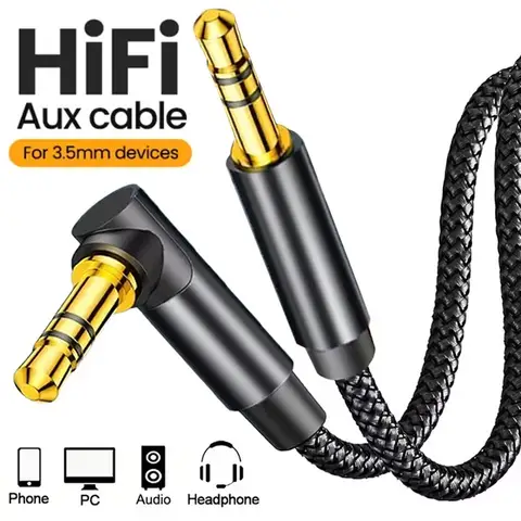 3.5mm Jack Audio Cable 90 Degree Elbow Male to Male Speaker Aux Wire For Samsung Xiaomi MP4/3 Video Car Headphone Adapter Cord