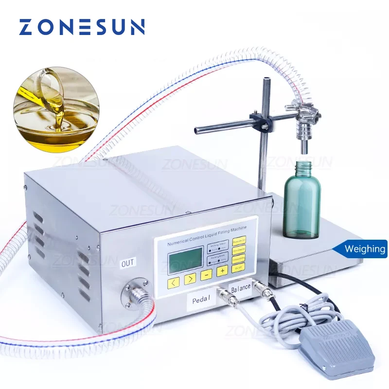 ZONESUN ZS-GP631 شبه التلقائي وزنها و ماكينة حشو رئيس واحد والعتاد مضخة التشحيم زيت مكرر صالح للأكل زيت طبيعي