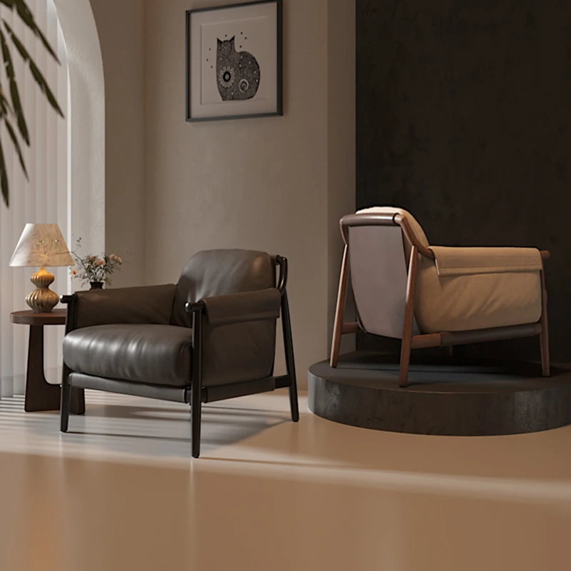 Luxury Modern Wood Chair Fabric Foam Nordic Relax Design Comfy Bedroom Chair Armchair Hotel Single Fauteuils De Salon Furniture - Image 3
