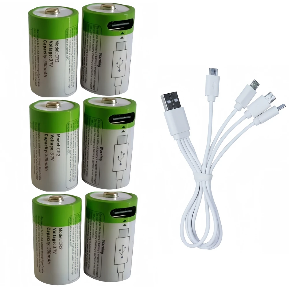 

6PCS CR2 rechargeable battery 300mAh 3.7V USB rechargeable lithium battery Polaroid rangefinder battery