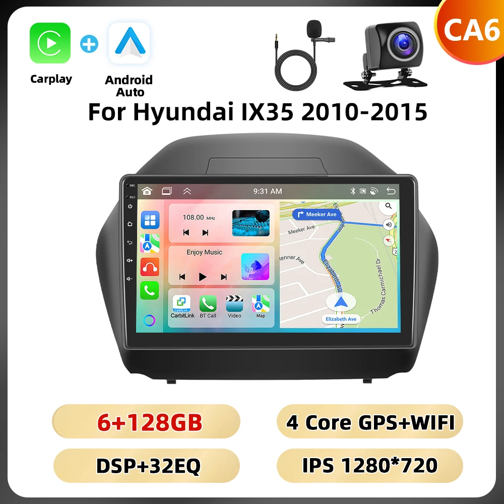 Podofo 10.1 ''Android Autoradio Voor Hyundai Ix35 2010-2015 Multimediaspeler Spiegel Link Wifi 4G Gps Android Auto Carplay Fm Rds