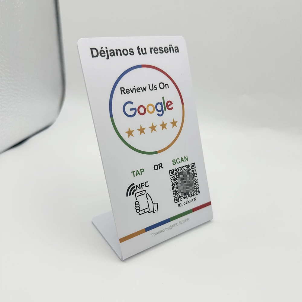 الإسبانية الإنجليزية رمز الاستجابة السريعة NFC الدائمة تسجيل مراجعة جوجل NFC215 مراجعة الوقوف انقر فوق عنوان بطاقة مراجعة الأعمال الاجتماعية