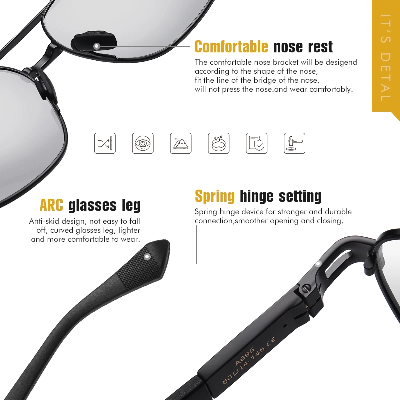 Top Qualität Aluminium Legierung Sonnenbrille Polarisierte Männer Photochrome Sonnenbrille Frauen Anti-glare Fahren zonnebril heren Oculos de