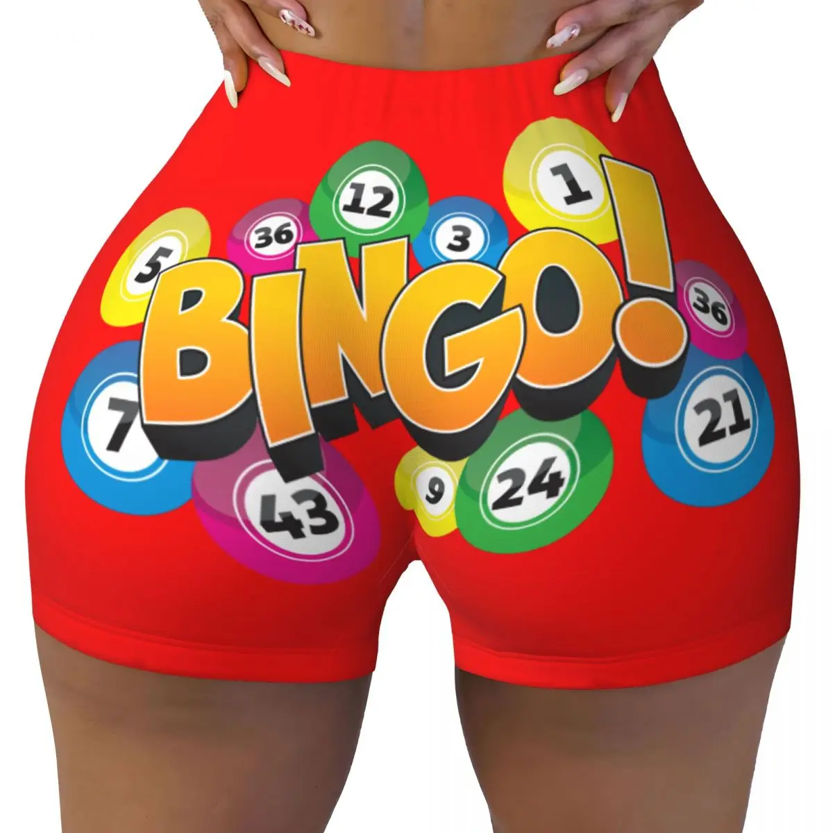 Custom Women's Hot Game Bingo Workout Yoga Shorts Gym Athletic Running Volleyball Shorts