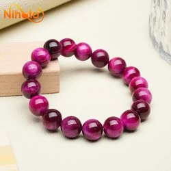 Natural Rose Red Tiger Eye Stone Bracelet For Women Exquisite Gifts Healing Fashion Jewelry Single Circle Elastic 6/8/10/12mm