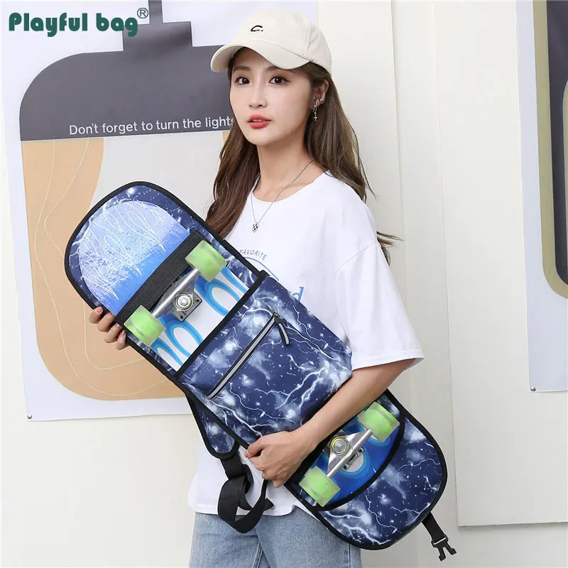 Skateboard Bag Lightweight Sports Backpack Reflective Double Rocker Longboard Bag Wear-resistant AMB272