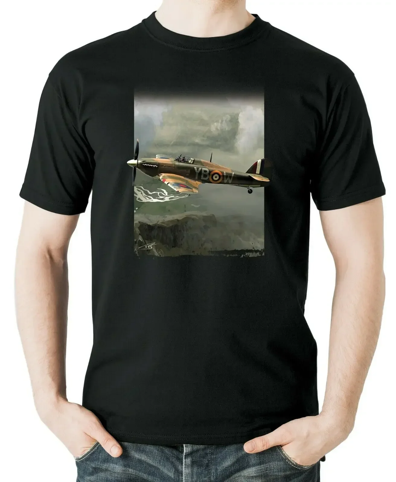 Royal Air Force Hurricane Fighter Printed Aviation T-Shirt 100% Cotton O-Neck Summer Short Sleeve Casual Mens T-shirt Size S-3XL