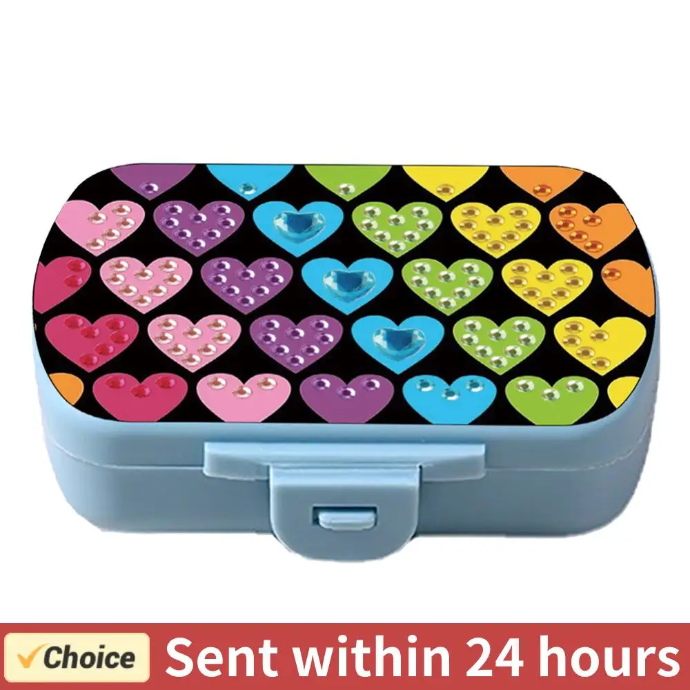 Heart 5D DIY Diamond Painting Dot Pill Case Diamond Painting Pill Dispenser 6 Grid Moisture-proof Pill Organizer for Beginners