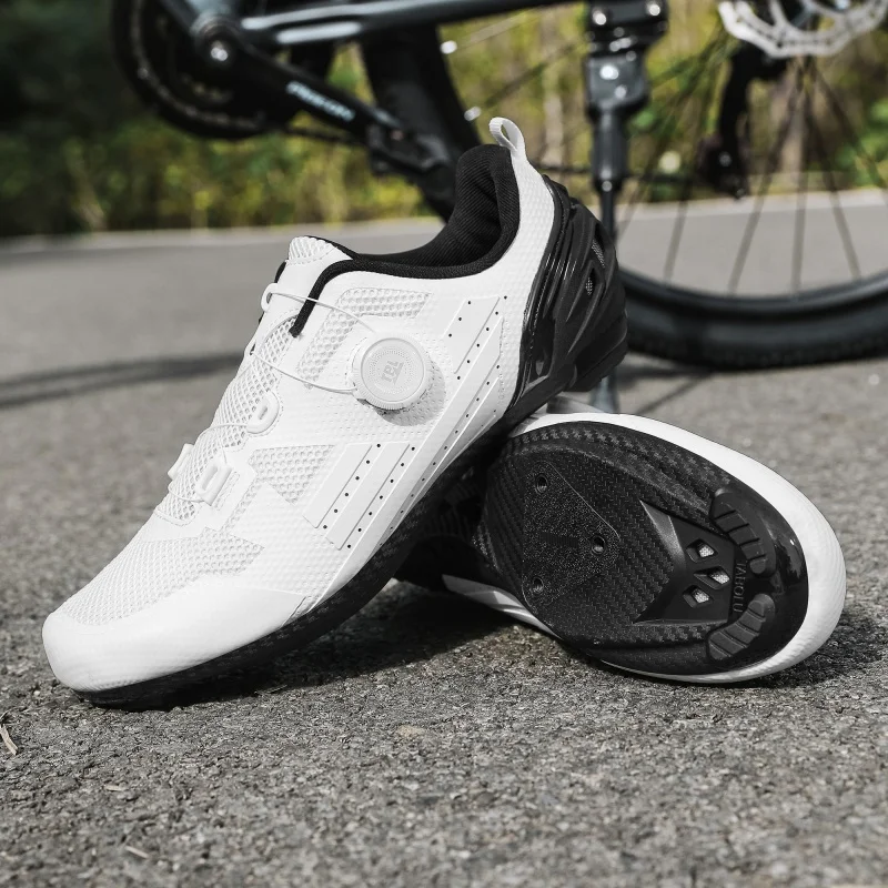 

Men Road Bike Cycling Shoes T887 Breathable Self-Locking Cleat Racing SPD Road Bike Shoes Women Rubber Flat MTB Bicycle Sneakers