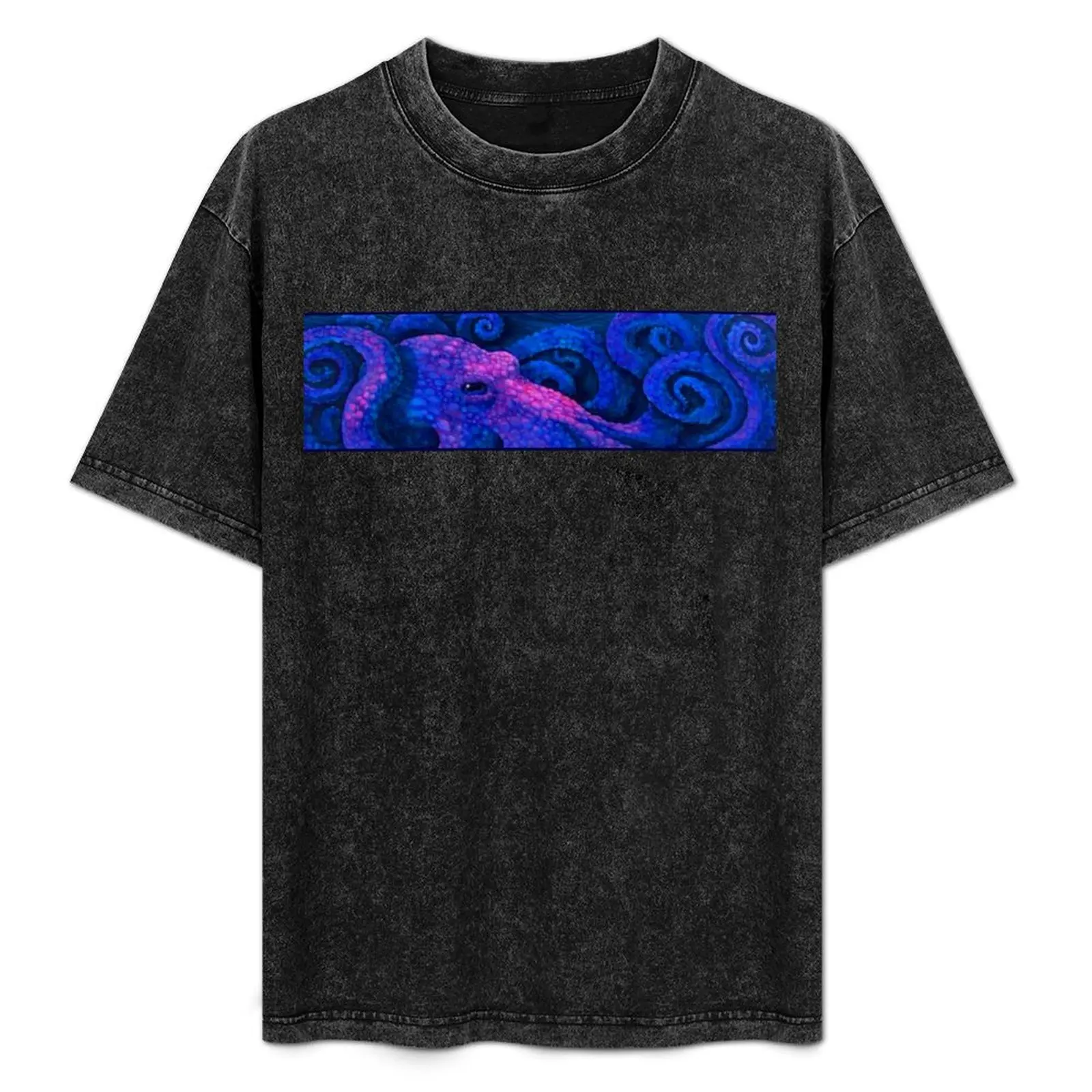 Purple Octopus T-Shirt Work Wear Simple Tee Shirt