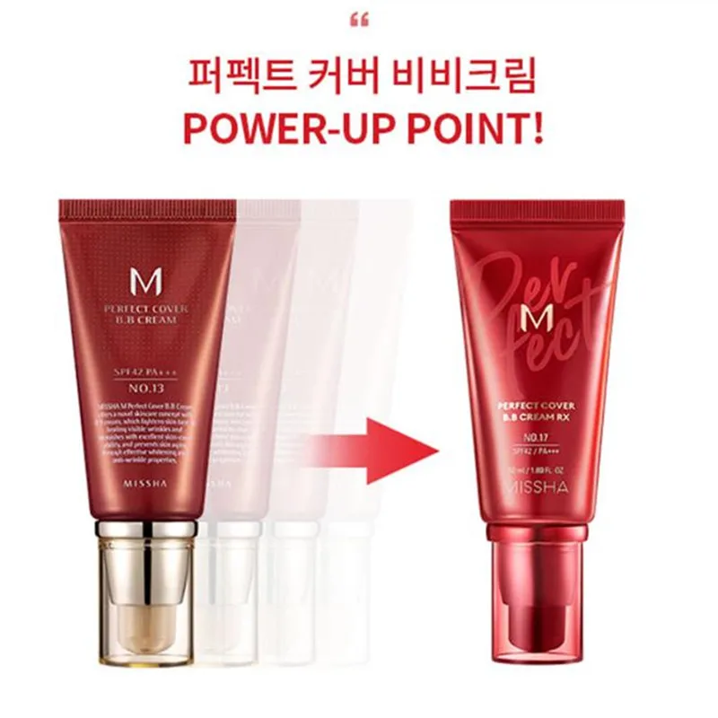 MISSHA M Perfect Cover BB Cream 20/50ml Whitening CC Concealer Brightening Foundation Base Primer Korean Cosmetics