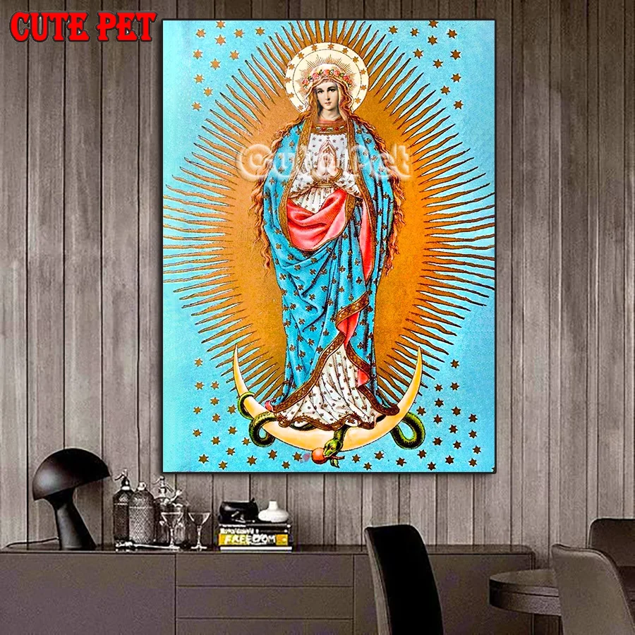 Meksyk Guadalupe maryja dziewica 5D DIY diament malarstwo cross stitch mozaika naszej pani fatimy haft rhinestone ikona religijna