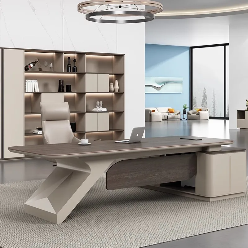 

Стол президента-босса, простой современный менеджер, стол и стул, комбинированный стул, офисная мебель для человека, офисная атмосфера