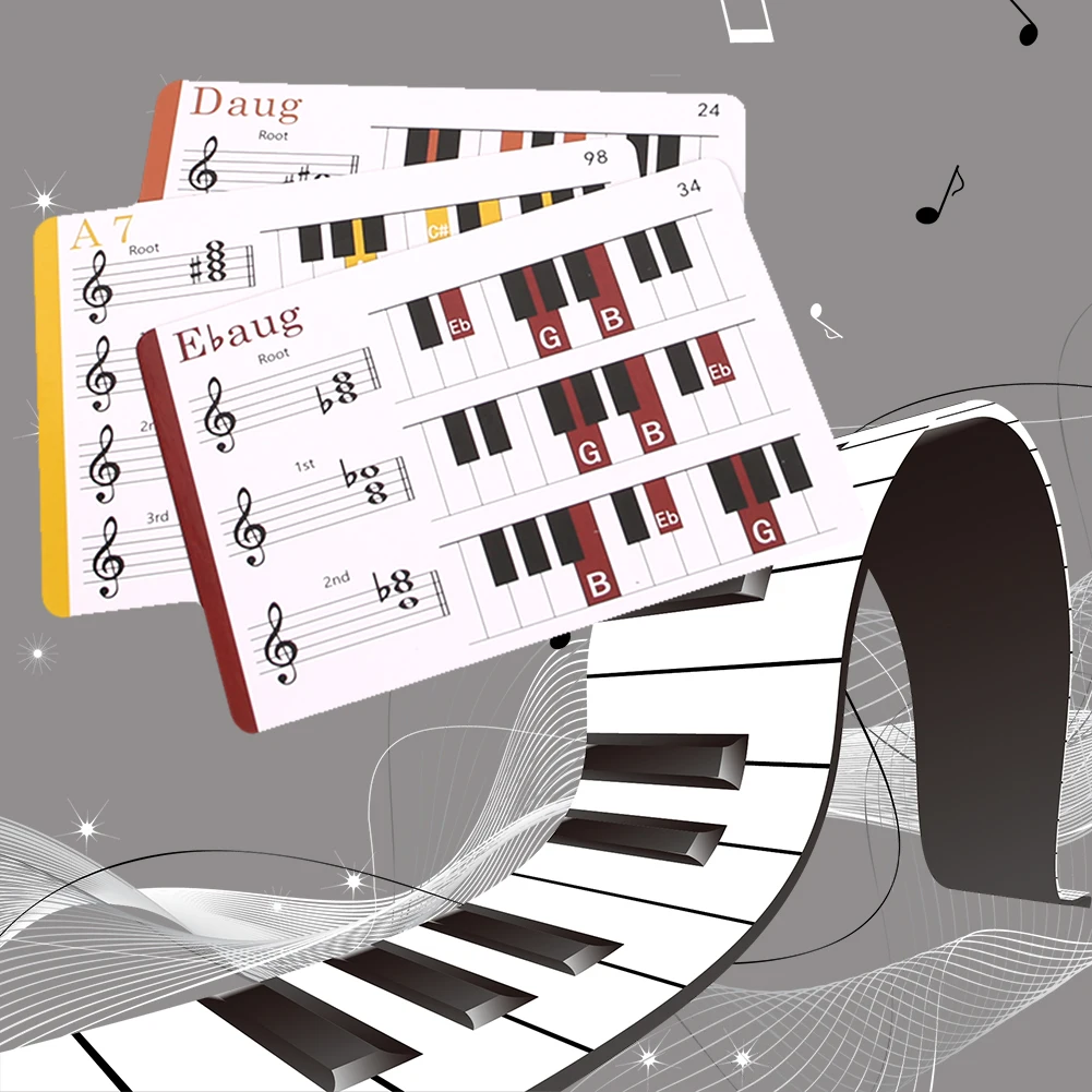 Flash Cards for 120 Chords Piano Chords Chart Included Fun Educational Flashcards Piano Reference Cards for Piano Music Learners